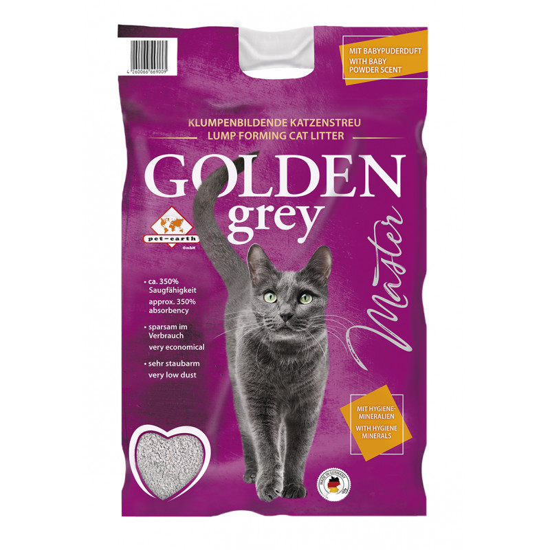 Golden Grey MASTER arena aglomerante para gatos de bentonita natural.