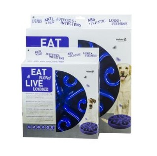 Comedero antiglotón para perros en color azul